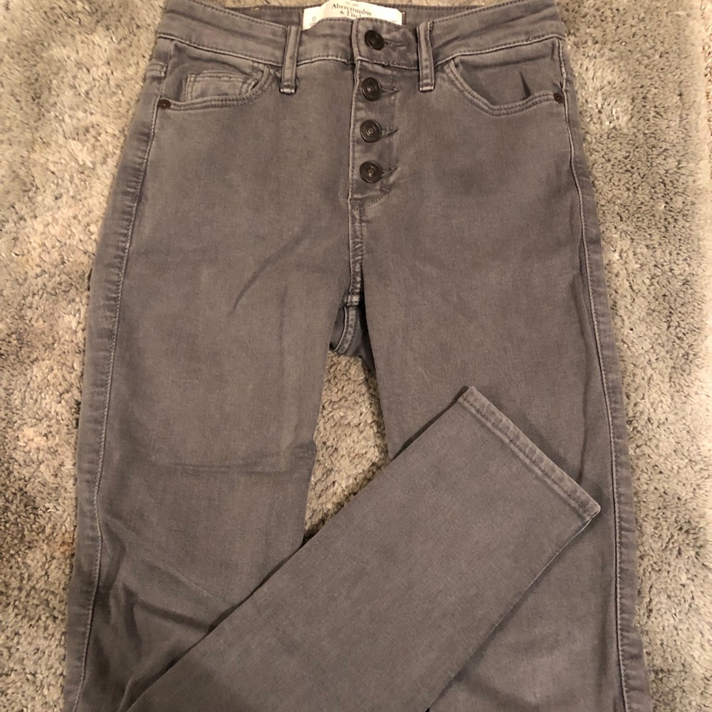 Abercrombie & Fitch high rise grey jeans